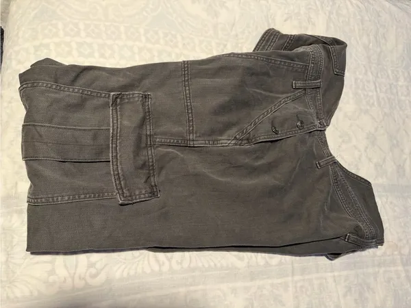 aerie baggy gray Cargo Denim Overalls wide leg size M - Image 9