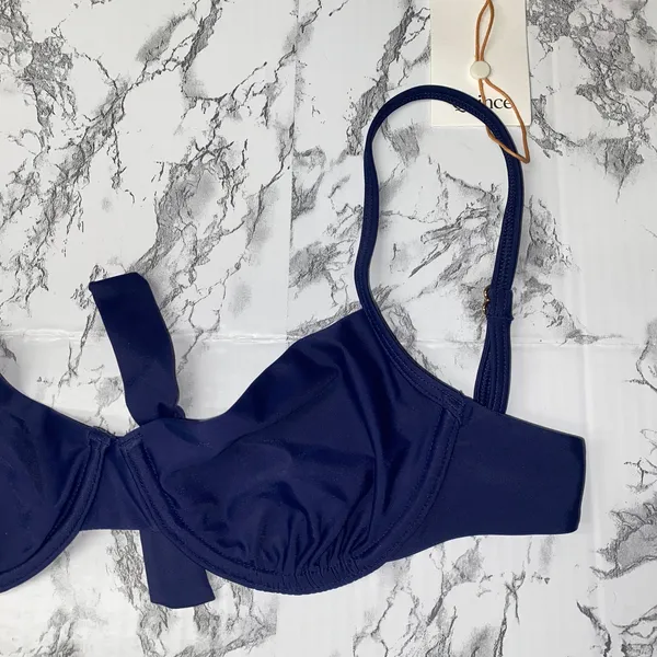 NWT Quince Deep Navy Blue Italian Demi Bikini Top Swim Suit Women's Size Small - Image 5