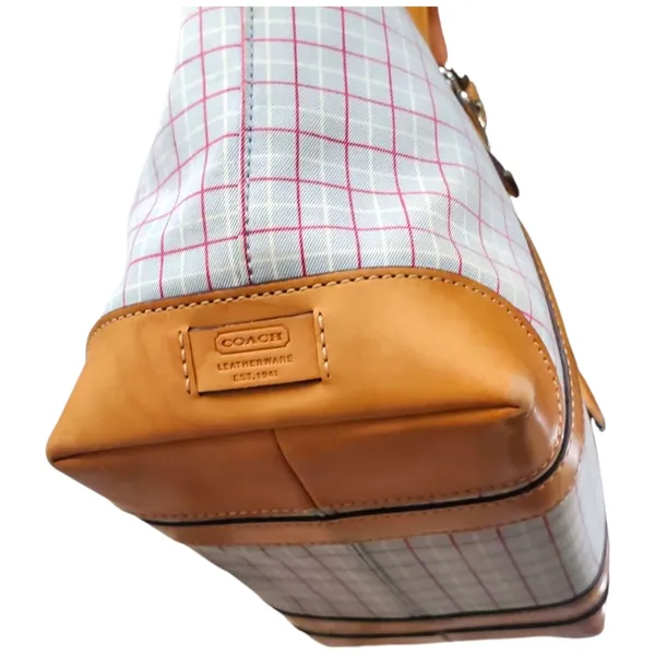 Coach - Plaid Tote Bag with Tan Accents & Hangtag - Image 6