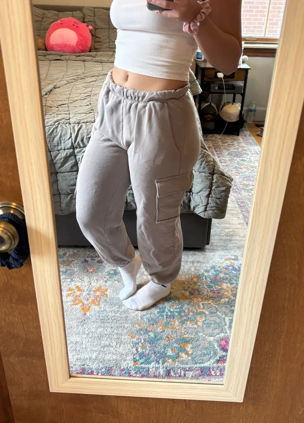 Light Brown/Tan Abercrombie & Fitch Soft AF Essentials Cargo Joggers - Image 3