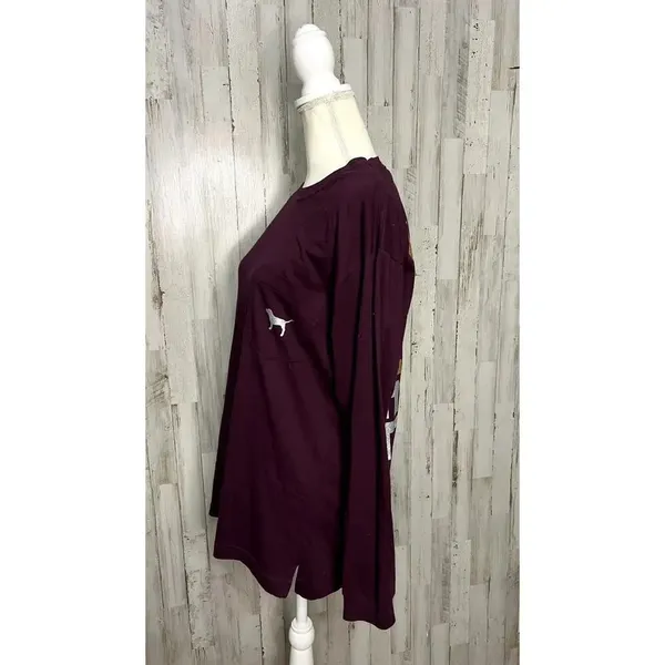 Victoria's Secret PINK Women's Maroon‎ Long Sleeve Pullover Shirt Size Small - Image 5