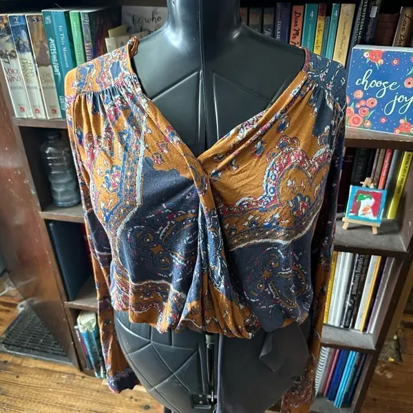 Free People Fiona bell sleeve hippy paisley boho blouse - Image 4