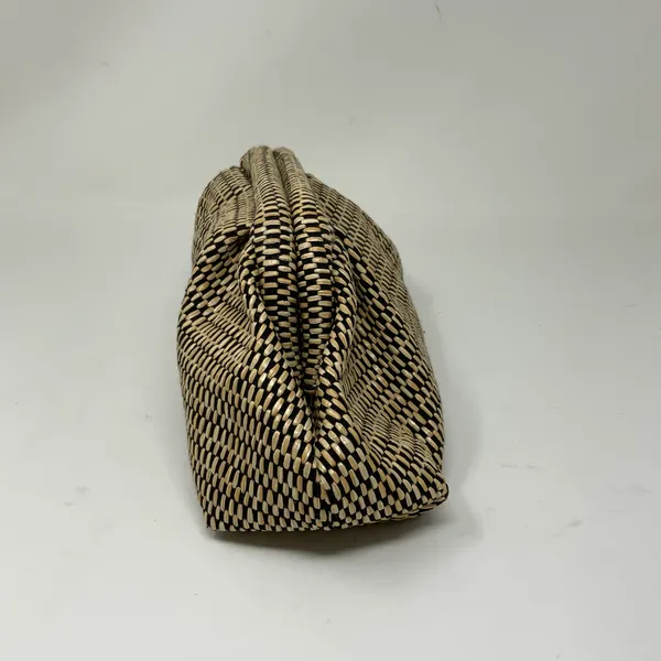 Ann Taylor Woven Weave Straw Black Neutral Snap Open Clutch Purse Bag - Image 2
