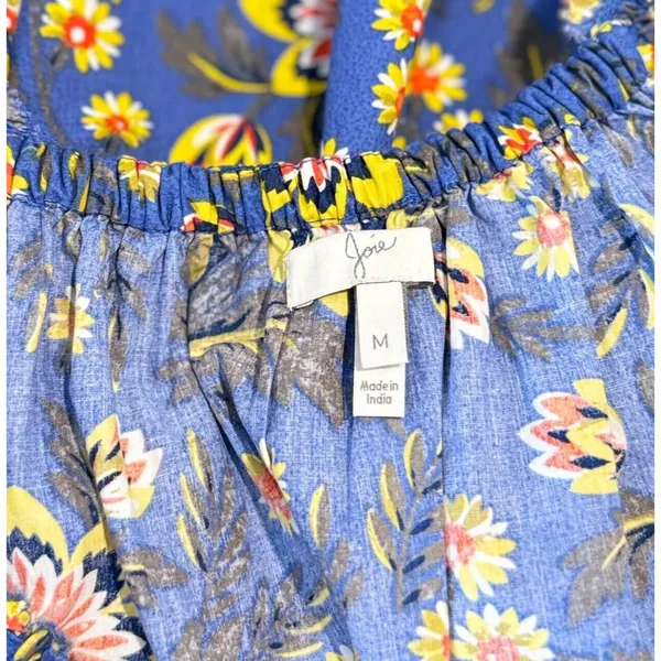 JOIE Dress Blue Chloris Mini Floral Off Shoulder Fit Flare Prairie Boho Medium - Image 4