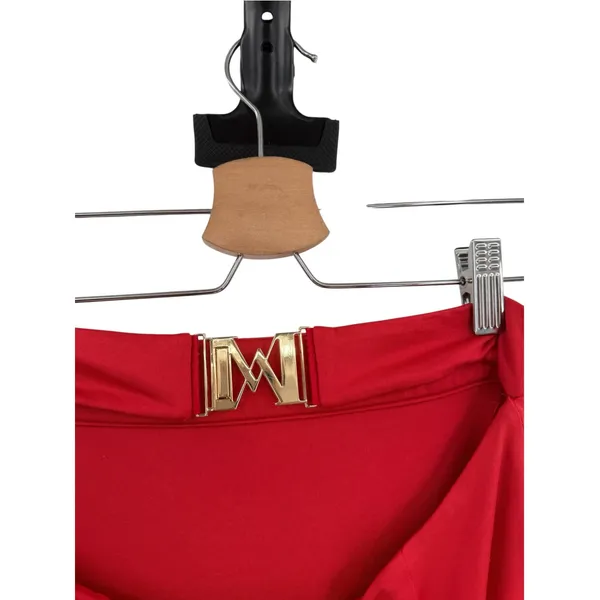 Meshki Cutout Back Gold M Hardware Bodycon Pencil Midi Skirt Red Size XS - Image 6