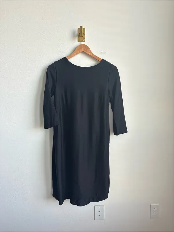 COS Black Stretch Shift Sheath Dress 3/4 Sleeve Pockets Women's Small - Image 5