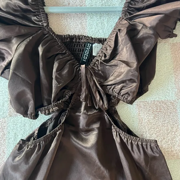 H&M Divided Brown Satin Dress - Image 5