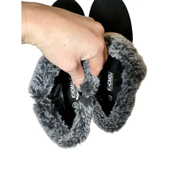KHOMBU Jessica All Weather Faux Fur Cuff Ankle Boots Black Suede Leather 8 - Image 4