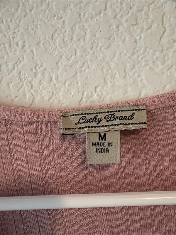 Lucky Brand Medium Smocked V-Neck Peasant Top - Dusty Rose - Image 2