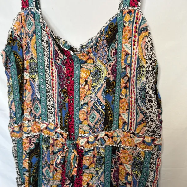Anthropologie Calais floral boho jumper romper wide legs relaxed fit pockets XL - Image 5