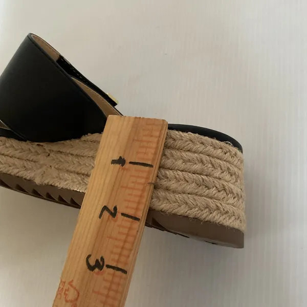 Liz Claiborne Black Espadrille Platform Sandals Size 6M Slide Wedge - Image 11