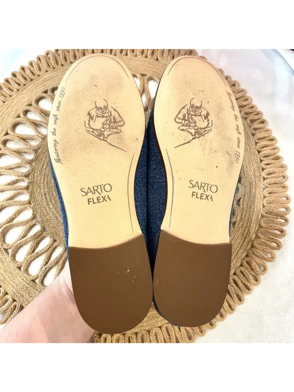 Franco Sarto Flexa Gala Slip-on Flat Loafers Size 6 Blue Denim Coastal Prep - Image 4