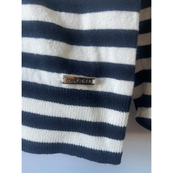 Tommy Hilfiger Black and White Stripe Funnel Neck Long Sleeve Top - Image 3