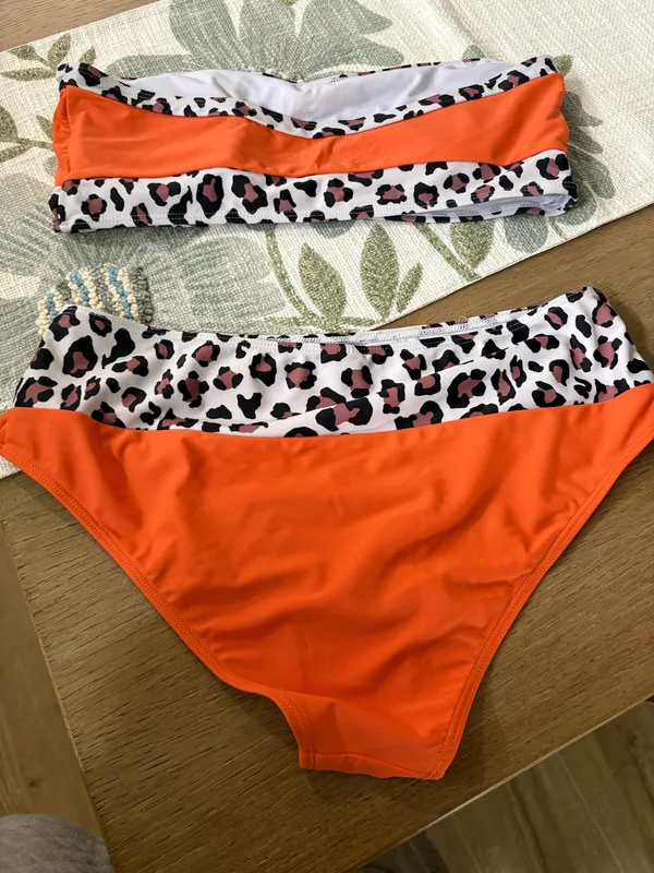 Orange & animal print size XL two piece bathing suit - Image 3
