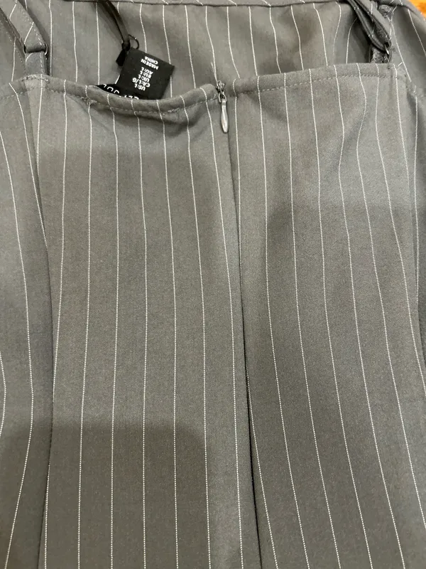 Sincerely Jules Pinstripe Pleated Drop-Waist 90s Vintage Aesthetic Mini Dress L - Image 19