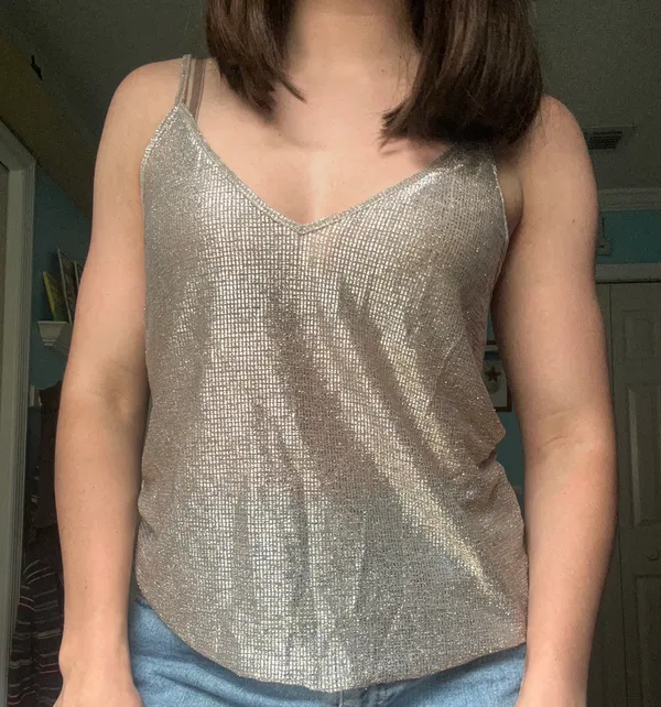 PacSun L.A. HEARTS silver & gold Sheer Mesh tank top - Image 6