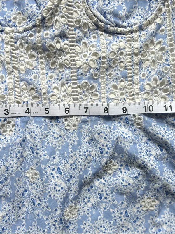 Karina Grimaldi Light Blue Eyelet Corset Midi Dress small - Image 7