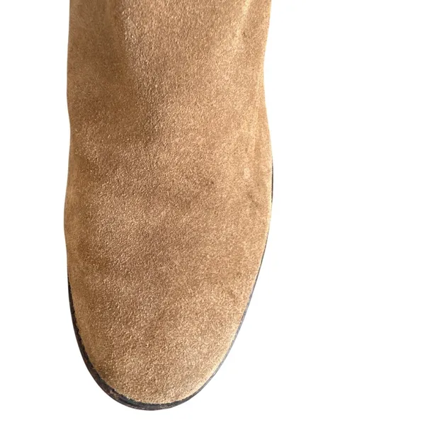 Tory Burch Wembley Suede Riding Boots Tan Tobacco Brown Gold Logo Size 8 - Image 9