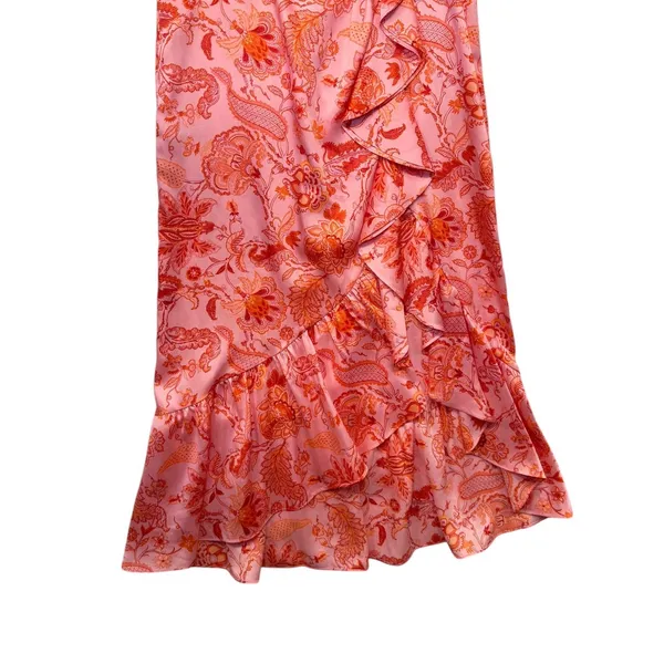 Cinq a Sept Mckenna Paisley Floral Ruffle Midi Dress Pink Orange Size 6 - Image 5