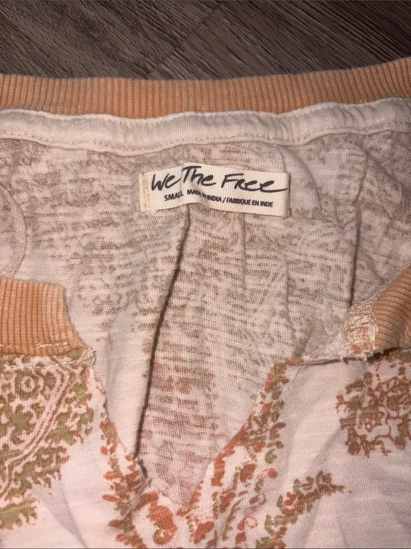 We The Free Cream & Tan Paisley Long Sleeve Top - Image 3