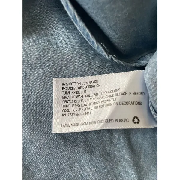 Knox Rose Chambray Boho Top Balloon Sleeves M - Image 7