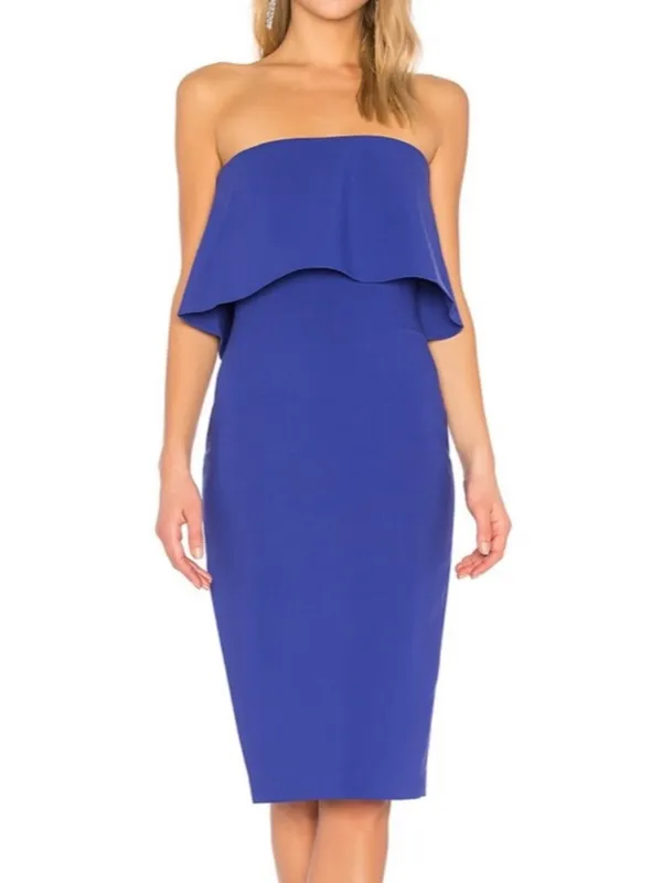 Likely Revolve Women’s Driggs Strapless Ruffle Bust Bodycon Blue Midi Dress Sz 0 - Image 12