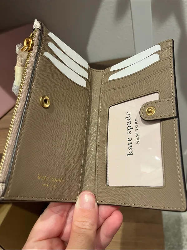 Kate Spade Spade Flower Monogram Coated Canvas Small Bifold Wallet Natural Multi - Image 4