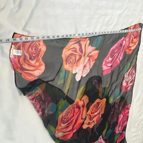 Collectioneighteen black w/pink flowers sheer scarf wrap Approx 73” long EUC - Image 4