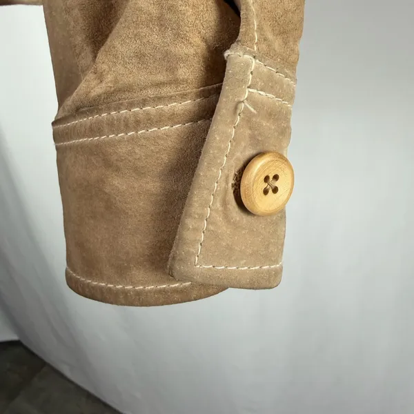 Vintage Y2K GAP Sueded Pigskin Button Jacket in‎ Light Brown Size XS - Image 7
