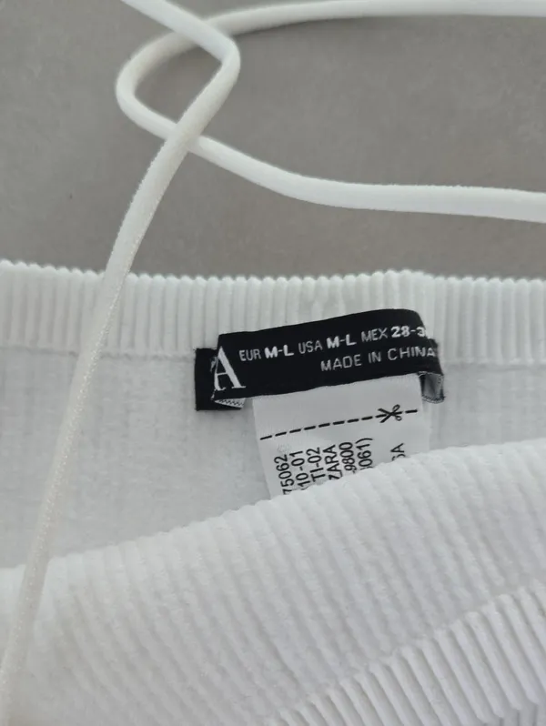 Zara White Ribbed Spaghetti-Strap Bodysuit Square Neckline Size M/L - Image 5
