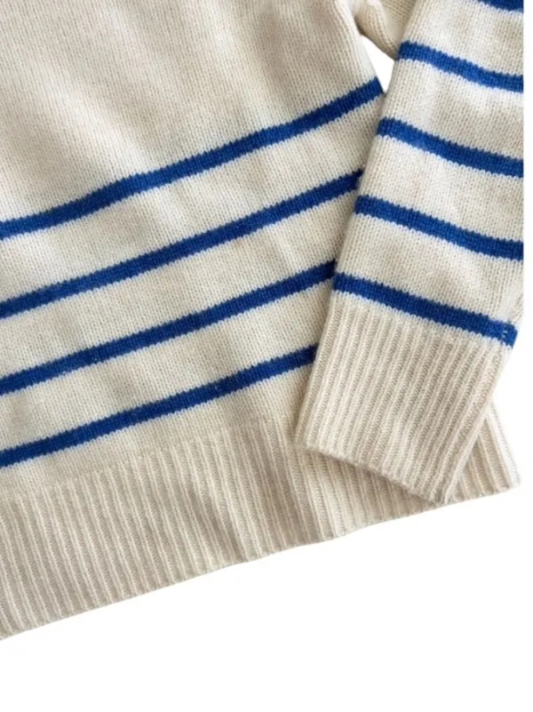 Frame Clean Stripe Cashmere Sweater Jet Stream Multi XL - Image 5