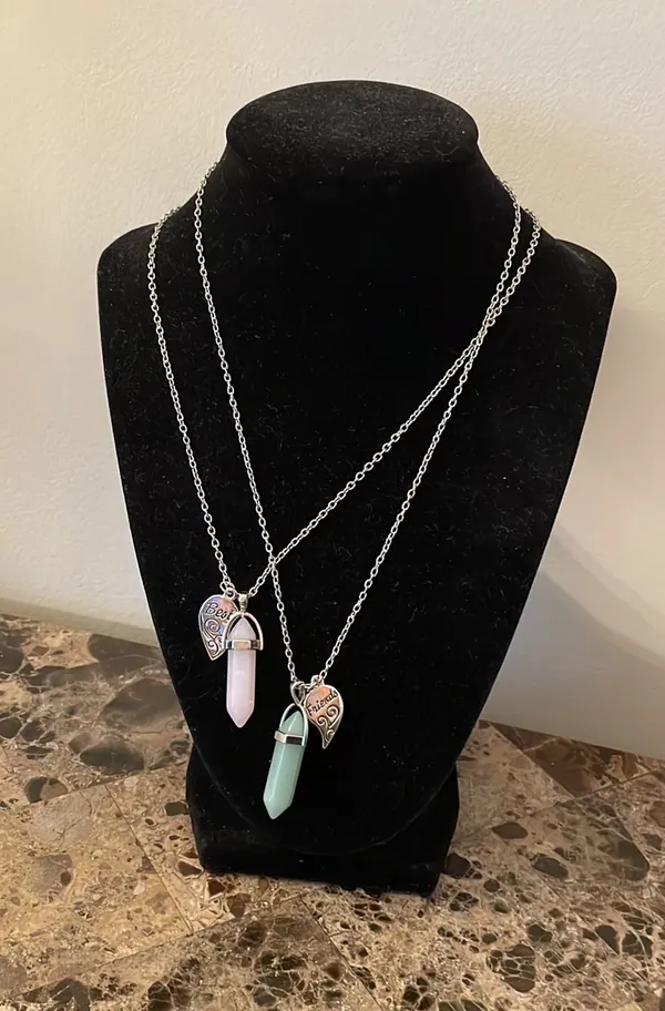 Silver Heart Best Friend Crystal Stone Necklaces - Image 12