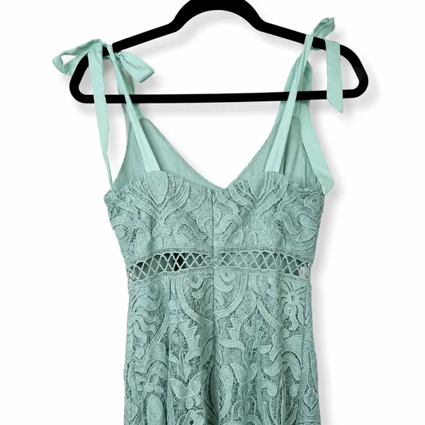 NEW Lulus Won Your Heart Sage Green Lace Tie-Strap High-Low Midi Dress Small - Image 9