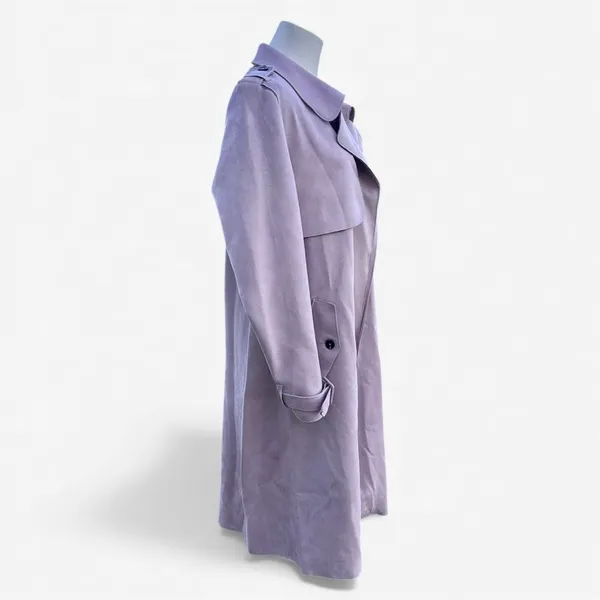 Zara Faux Suede Lavender Trench Coat Dusty Lilac Tie Waist Soft Minimalist S - Image 6