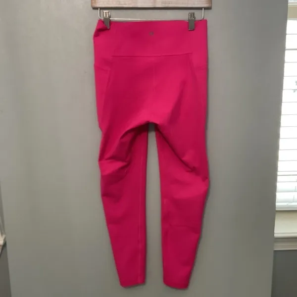 GapFit Women Leggings Pink High Rise Side Pocket Solid Medium - Image 4