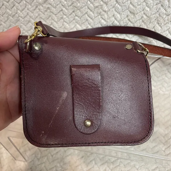 Vintage Burgundy‎ Genuine Leather Mini Crossbody Belt Bag Classic Minimalist - Image 9