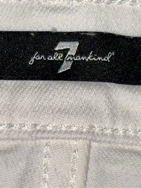 7 For All Mankind White Denim Skirt Women’s Waist Size 25 Cutoff Raw Hem Pockets - Image 7