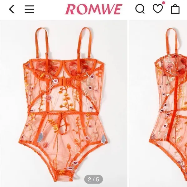 one piece orange sheer mesh Nighty! New Size L - Image 11