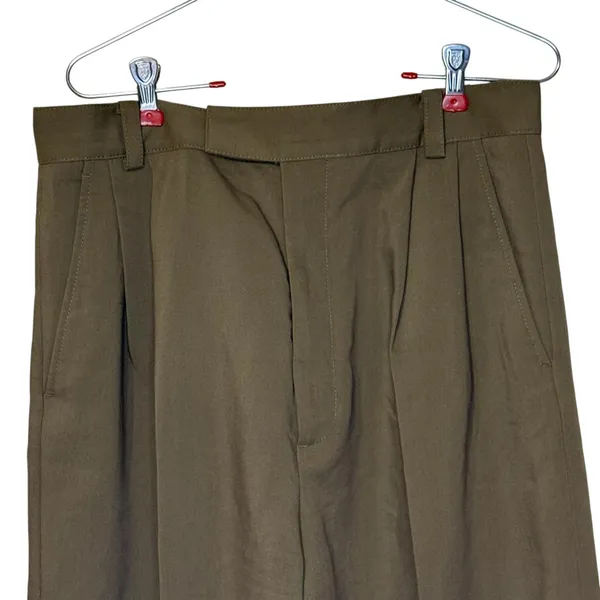 Zara Womens Pants Pleated Wide Leg Trouser Stretch‎ Tailored Brown Medium NWOT - Image 2