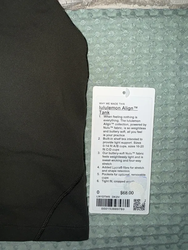 NWT Lululemon Align Tank Dark Olive‎ size 0 - Image 2