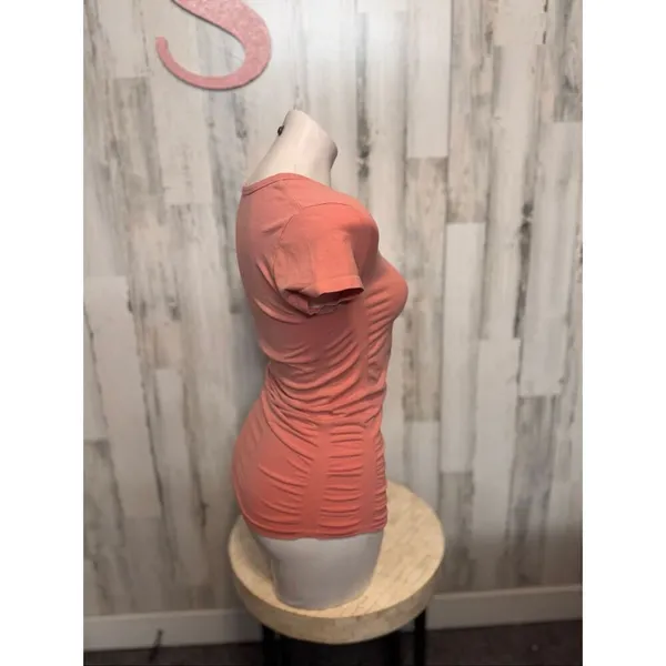 Athleta Ruched Side Fitted Tee Shirt Women’s Small Coral Stretch Top - Image 6