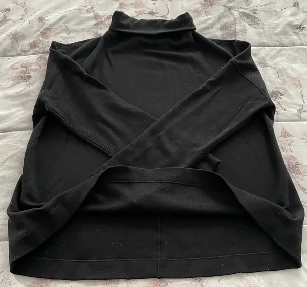 Black Merino Wool Mock Neck Sweater, Size 4 - Image 6