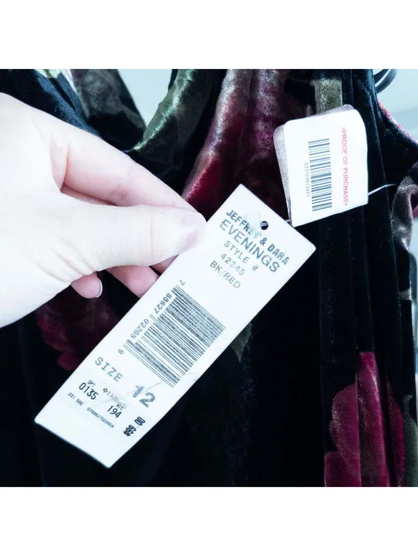 Jeffrey & Dara Vintage Velvet Black Rose Maxi Dress Women 12 - Image 14