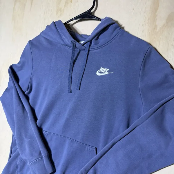 Nike Sportswear Women's Small Blue Pullover Hoodie Embroidered Swoosh Fleece - Image 2