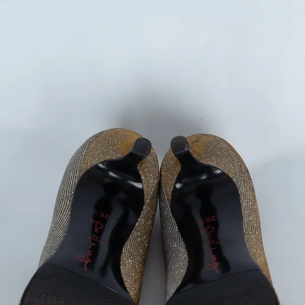Toujours by Pas de‎ Rouge Metallic Gold Glitter Pumps Size 36.5 - Image 9