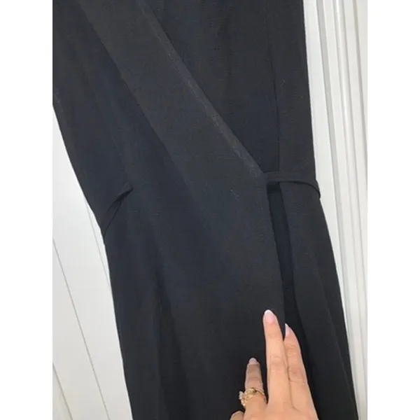 OAK + FORT Women's Black Wool Midi Wrap Dress Size 40‎ Formal - Image 2