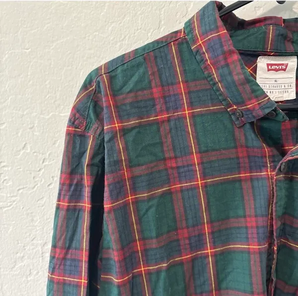 Levi Strauss & Co Green & Red with Yellow Long Sleeve Button Up - Image 5
