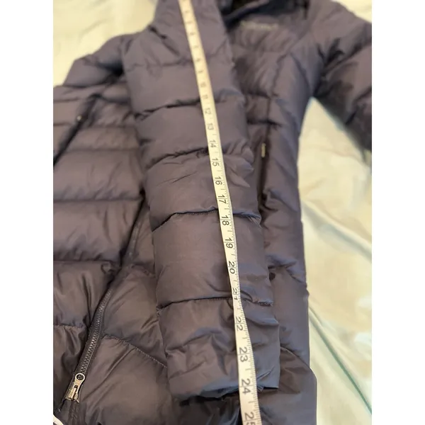 EUC Marmot Sz:XS Navy 700 Down fill Hooded Mid Length Parka Winter Coat Jacket - Image 12