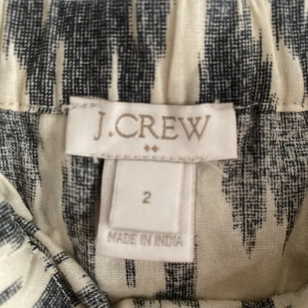 J.Crew Ikat Ruffle Camisole Womens Size 2 Black‎ White Cotton Tank Top Ikat Boho - Image 6