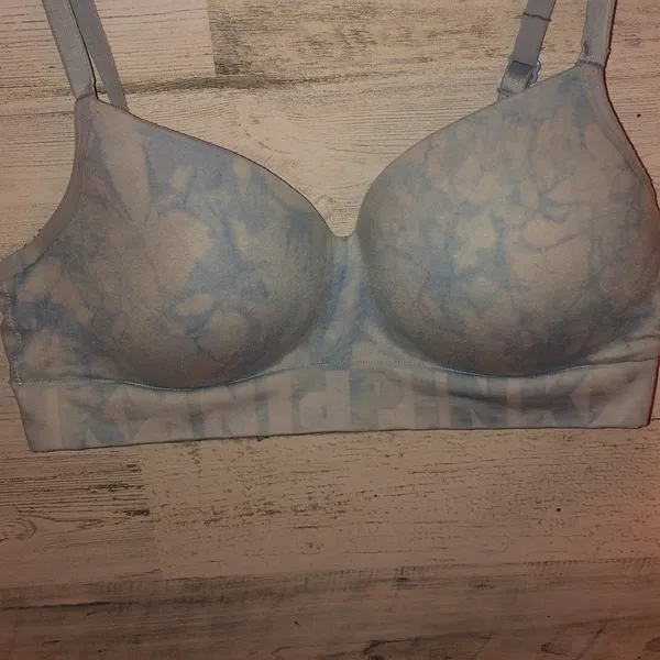 Victoria’s Secret PINK tie dye bra blue and white comfy bra size large - Image 3